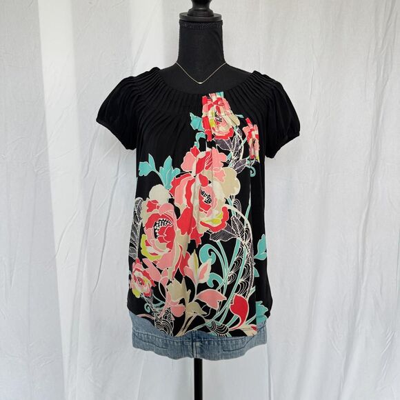 Vintage Style & Co Top \ Y2K 2000s Retro Floral Off-The-Shoulder Blouse - Picture 2 of 8